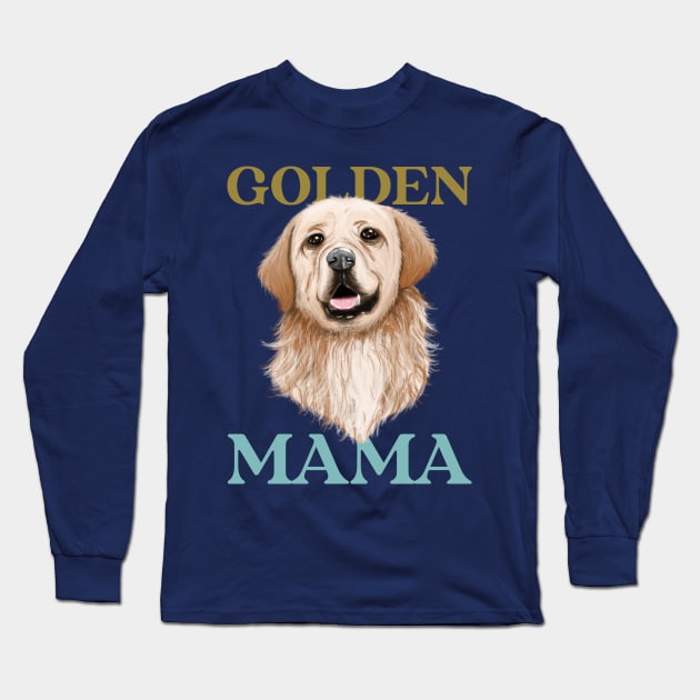 Golden mama golden retriever mom Long Sleeve T-Shirt by AllPrintsAndArt